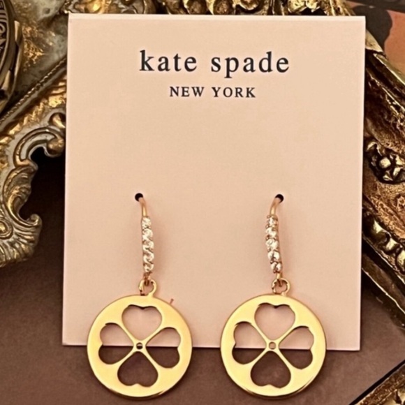 KATE SPADE • Gold Symbols Clover Earrings - Picture 3 of 3